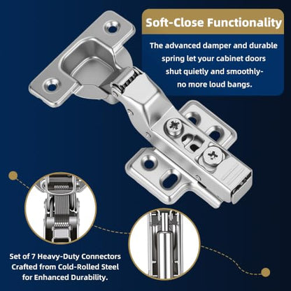 12 Pack Inset Soft Close Cabinet Hinges – 105° 3D Adjustable - style: inset