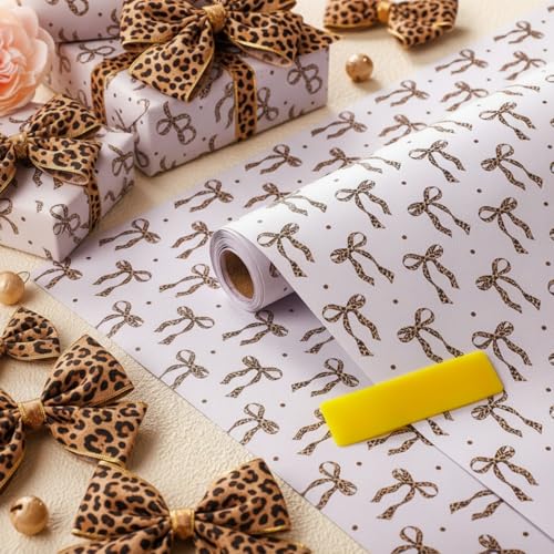 Drydiet Leopard Bow Print Wallpaper Peel Stick Contact Paper 15.8 x 118.1 - color: Leopard, size: 15.8 in x 118.1 in, style: Bow