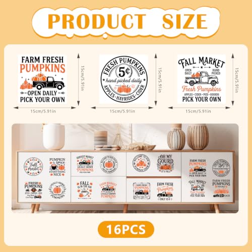 Fall Rub on Transfers for Crafts Vintage Slogans Pumpkin Transfer Stickers - style: Vintage Slogans