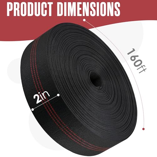 Chair Webbing, Upholstery Strapping, Elastic Furniture Repair, 2IN x 160FT - size: 2 Inch X 160 Feet