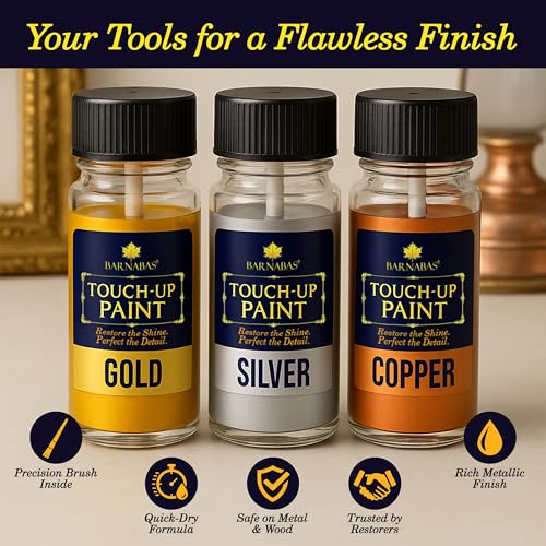 Barnabas Gilding Paint Set - 20ml Gold, Silver, Copper Paints with 3 Gloves