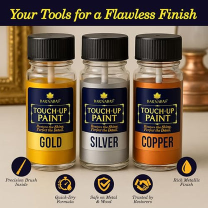 Barnabas Gilding Paint Set - 20ml Gold, Silver, Copper Paints with 3 Gloves