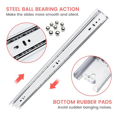 Homdiy 14 Inch Heavy Duty Drawer Slides Side Mount 100 LB Capacity, 1 Pair - size: 14 Inch