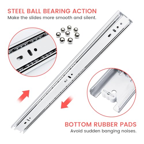 Homdiy 16 Inch Heavy Duty Drawer Slides Side Mount 100 LB Capacity, 1 Pair - size: 16 Inch