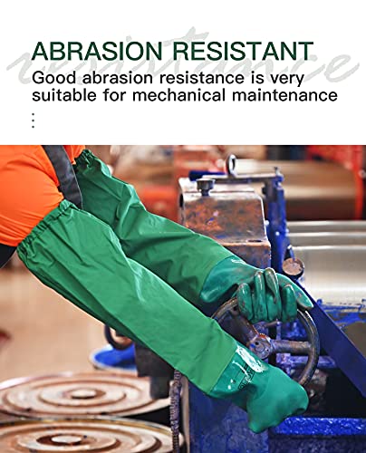 PACIFIC PPE 26 Inch PVC Chemical Resistant Gloves, Waterproof, Reusable, L - color: Green 26inch 1pair, size: Large (Pack of 1)