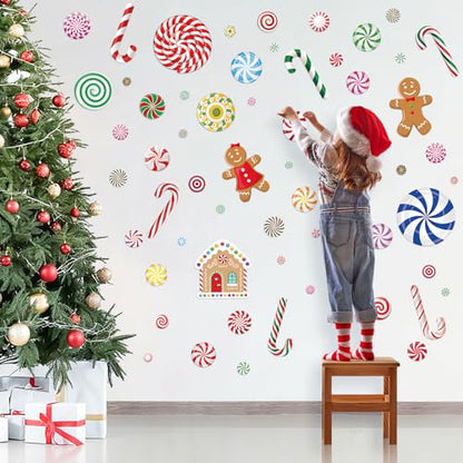 Christmas Candy Wall Decals, 8 Sheets 57 Pcs - color: Christmas Candy