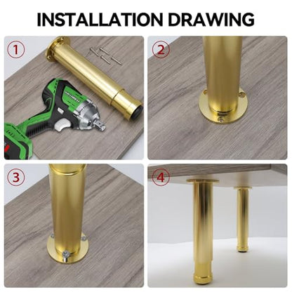 4 Pcs Gold Straight Furniture Legs Replacement - color: Gold, size: 8 inch