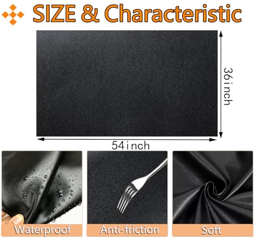 CDY Marine Vinyl Faux Leather: Soft Waterproof Faux Leather Fabric 54"x 36" - color: Black