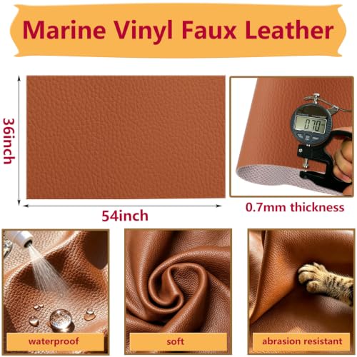 CDY Marine Vinyl Upholstery Fabric: 54"x36" Soft Grain Faux Leather Durable - color: Brown, size: 1 Yard（54"x36")