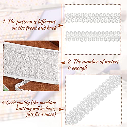 Jutom Gimp Braid Trim 1/2 Inch 20 Yard Gimp Braid Trim Decorative, White - color: White