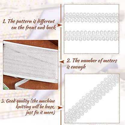 Jutom Gimp Braid Trim 1/2 Inch 20 Yard Gimp Braid Trim Decorative, White - color: White