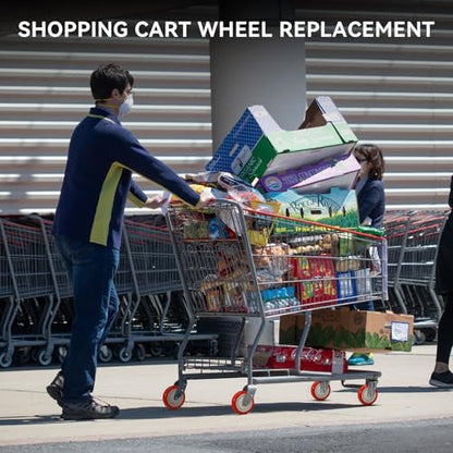 5" Wheels for Cart, 5/16" Axle Polyurethane Shopping Cart Wheels Replacement Casters 1200lbs Total Capacity (4-Pack 5/16" Bore, Red) - style: Red(5/16'' Bore)
