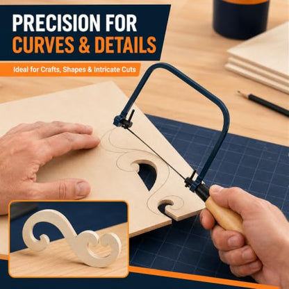 Coping Saw Frame Set with 5 Replacement Blades for Wood, Metal & Plastic