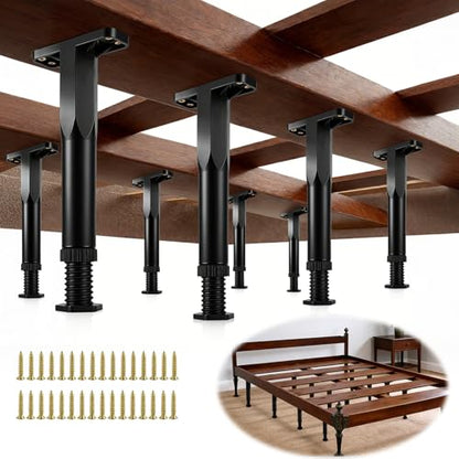 8 Pack Adjustable Bed Support Legs, 9 to 16.5 Inch with Screws