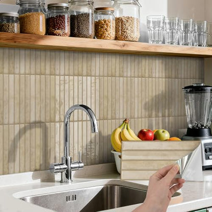 VICCI Subway Tile Stickers, Warm Brown, 4.72x9.68 Inch, 20-Sheet - color: Warm Brown
