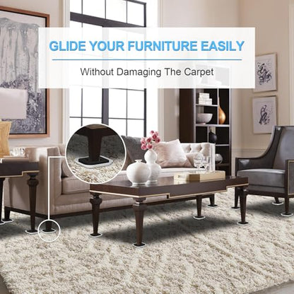 Upgrade Furniture Sliders with Groove - Furniture Sliders for Carpets - size: 4.3in 4Pack