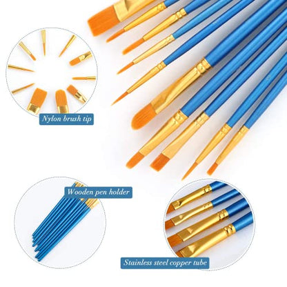 Acrylic Paint Brush Set, 1 Packs / 10 pcs Watercolor Brushes Painting Brush - size: 10pcs-2-blue