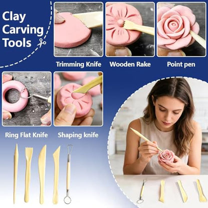 OSBANG Air Dry Clay Glaze and Tools Kit, Gloss Clear Varnish with 29-Piece Clay Sculpting Set - size: Gloss Glaze Tool Kit