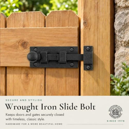 Renovators Supply Manufacturing Slide Bolt Latch 3.5 in. Black Wrought Iron Ball Tip Style Slide Bolt with Mounting Hardware - size: Pack of 1, style: 3.5 inch - Ball Tip