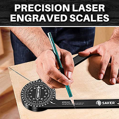 Saker Miter Saw Protractor&Saker Contour Gauge (10 Inch Lock) Profile Tool