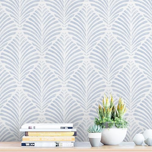 Safiyya Peel and Stick Wallpaper Boho Contact Paper 17.3"x196" Blue Geometric Modern Wall Paper Self Adhesive Removable Wallpaper for Bedroom Vinyl Rolls - color: Blue and White, size: 17.3" x 196"