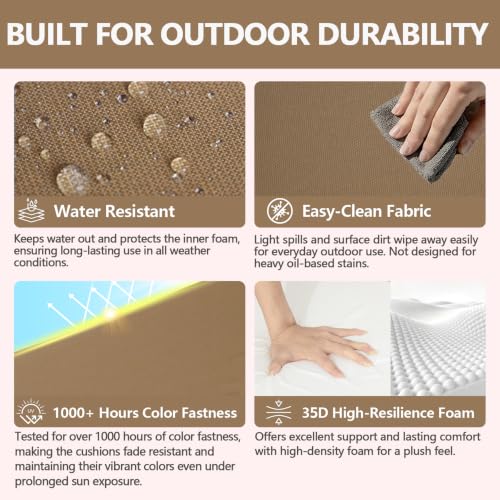 Goodgoods 20x20 Outdoor Chair Cushions Set of 2, 35D Foam, Brown - color: Brown, size: 20"x20" 2pcs
