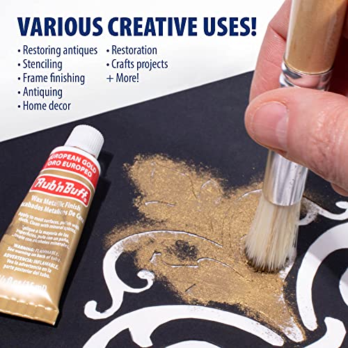 AMACO Rub n Buff Wax Metallic Finish - 3 Rub n Buff European Gold 15ml Tubes - Versatile Gilding Wax for Finishing Furniture Antiquing and Restoration - Rub and Buff Colors Set of Three