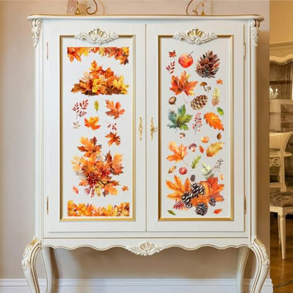 Peacoblue Autumn Leaves Rub On Transfers for Furniture Craft 6"x12" - style: Autumn Leaves