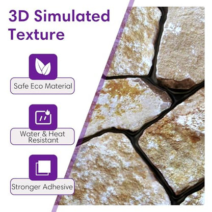 3D Peel and Stick Faux Stone Wall Panels 11.8" x 11.8" 10-Pack - color: Stone-SM-X