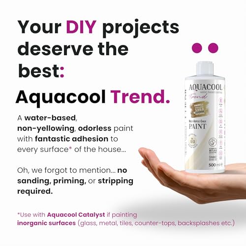Aquacool Trend MAC All-in-One Furniture Paint – No Sanding No Primer, Chalk Paint for Cabinets, Wood, Tile & Countertops | Self-Leveling Matte | 16.9 fl oz, 53 sq ft| 1013 Oyster White - color: RAL 1013 Oyster White