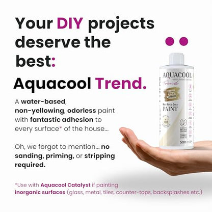 Aquacool Trend MAC All-in-One Furniture Paint – No Sanding No Primer, Chalk Paint for Cabinets, Wood, Tile & Countertops | Self-Leveling Matte | 16.9 fl oz, 53 sq ft| 1013 Oyster White - color: RAL 1013 Oyster White