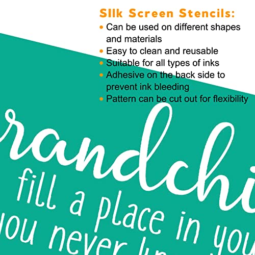 Grandchildren Quote Silk Screen Stencil, Reusable Self‑Adhesive Mesh Stencil for Painting Wood Signs, Farmhouse Home Decor DIY Gift for Grandma & Grandpa