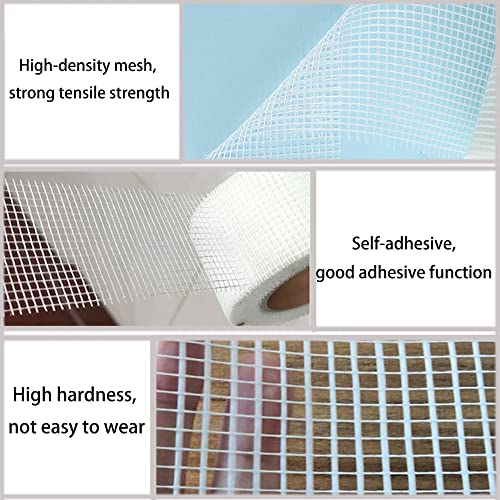 Drywall Joint Tape (4''x 115 Ft) Drywall Joint Self Adhesive Tape，Self-Adhesive Fiberglass Drywall Mesh Tape Heavy-Duty Self-Adhesive Fiberglass Wall Crack and Seam Patch.
