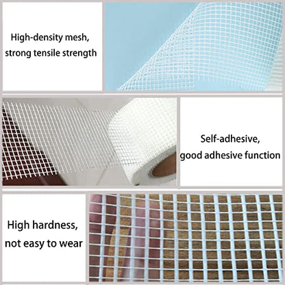 Drywall Joint Tape (4''x 115 Ft) Drywall Joint Self Adhesive Tape，Self-Adhesive Fiberglass Drywall Mesh Tape Heavy-Duty Self-Adhesive Fiberglass Wall Crack and Seam Patch.