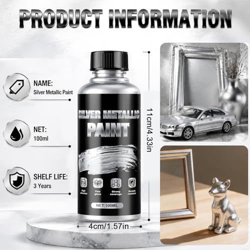 JAOJAO Silver Paint For Metal 100ml Precise Repair Effective Coverage