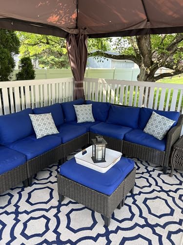 FLYMEI Patio Cushion Covers 31.5x31.5x4, Navy Blue, 1Packs - color: Navy Blue, size: 31.5x31.5x4-1Packs-Cover Only