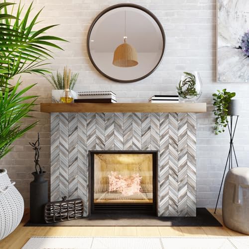 Yipscazo 10-Sheet Wood Grain Herringbone Peel and Stick Backsplash for Kitchen Walls,Heat Resistant PVC Mixed Metal Stick on Backsplash Tiles,Waterproof Peel and Stick Tile for Bathroom&Shower - color: Wood Grain + Gold Metal