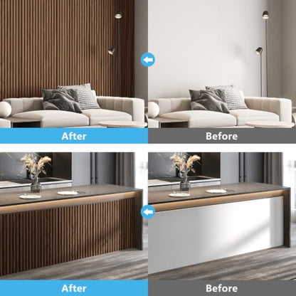 Art3d Wood Slat Wall Panels, Fluted MDF, 6-Pack, 94.6 x 7.4 in,Walnut - color: Walnut