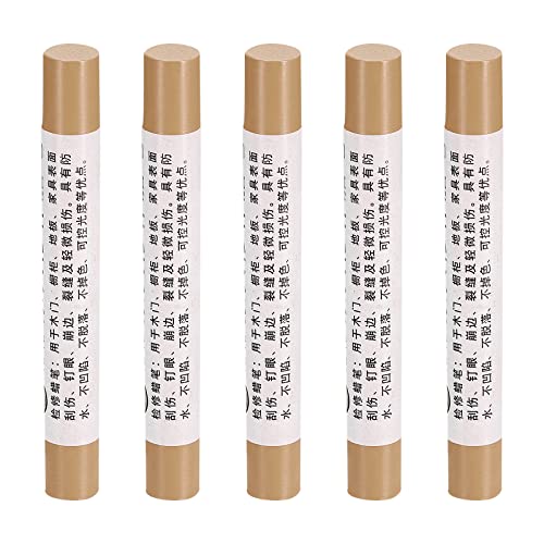 uxcell Furniture Repair Crayons, 5Pcs - Wood Wax Filler Stick, Furniture Markers Touch Up - for Scratches Holes Tables Desks Wooden Floors Cover Ups, Sand Yellow - color: Sand Yellow