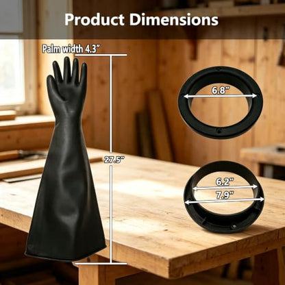 Heavy Duty Sandblasting Gloves Rubber Gloves for Sandblaster Protective Safety Work Black Striped Glove - color: Black 27.5" Gloves Set