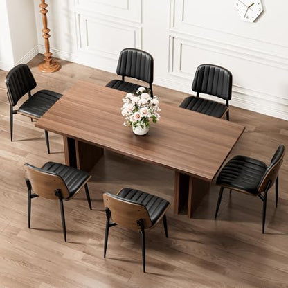 REONEY Dining Chairs Set of 4, Mid-Century Modern Kitchen Chairs, Black - color: Dark Black Vertical Stripes