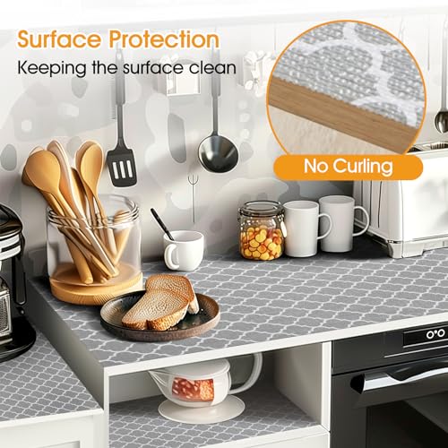Shelf and Drawer Liner for Kitchen Cabinet Non-Adhesive Non Slip - color: Gray, size: 12"W x 118"L