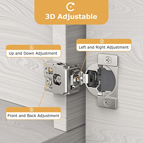 FURNIWARE 10 Pieces Soft Closing Cabinet Hinges, 1/2 inch Overlay Cabinet Hardware Hinges Nickel Plated- 105 Degree - color: Satin Nickel - 10 Pack, size: 1/2 Inch