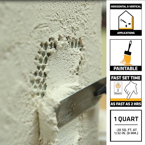 SIKA Sikacryl Ready-Mix Stucco Repair Patch for Large Cracks, White, 1 qt