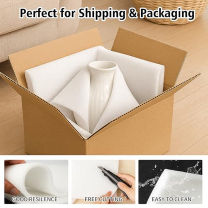 High Density Upholstery Foam, 35D, 59 x 79 Inch, White, 0.4 Inch, 1 Pack - size: 0.4" x 59" x 79"