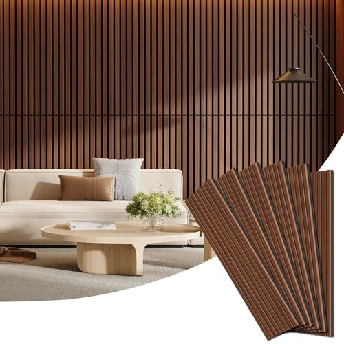 6 Pack Acoustic Wood Panels for Wall 47.24" x 12.79" Soundproof - color: Walnut, size: 47" x 12" (6 PCs)