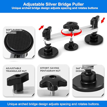59PCS Dent Puller Kit, Paintless Dent Repair Kit with Bridge Puller - size: Dent Puller Kit-59 Pack