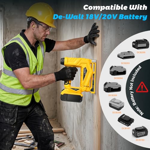 Cordless 18 Gauge Brad Nailer Compatible with 20V Battery, 2-in-1 Brad Nailer/Narrow Crown Stapler, Electric Nail Gun with Nails/Staples, Dual Mode Framing Nail Gun for Trim Wood Crafting - No Battery