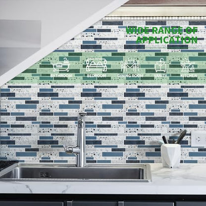 LONGKING Peel and Stick Backsplash Tile for Kitchen, Stick on Tile on Wall, Bathroom - color: Blue Stone