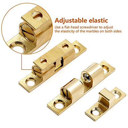 Uenhoy 10 Pcs Solid Brass Dual Ball Tension Latch 2" Gold Tone - color: Gold, size: 50mm, 10pcs